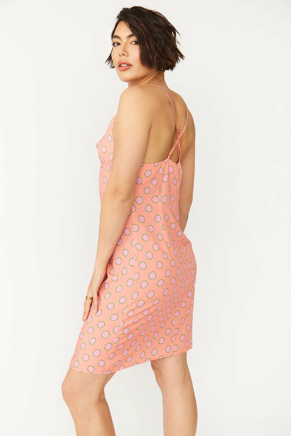 JAYLEY Sustainable Rose Petal Cami Polka Dot Dress - Image 3
