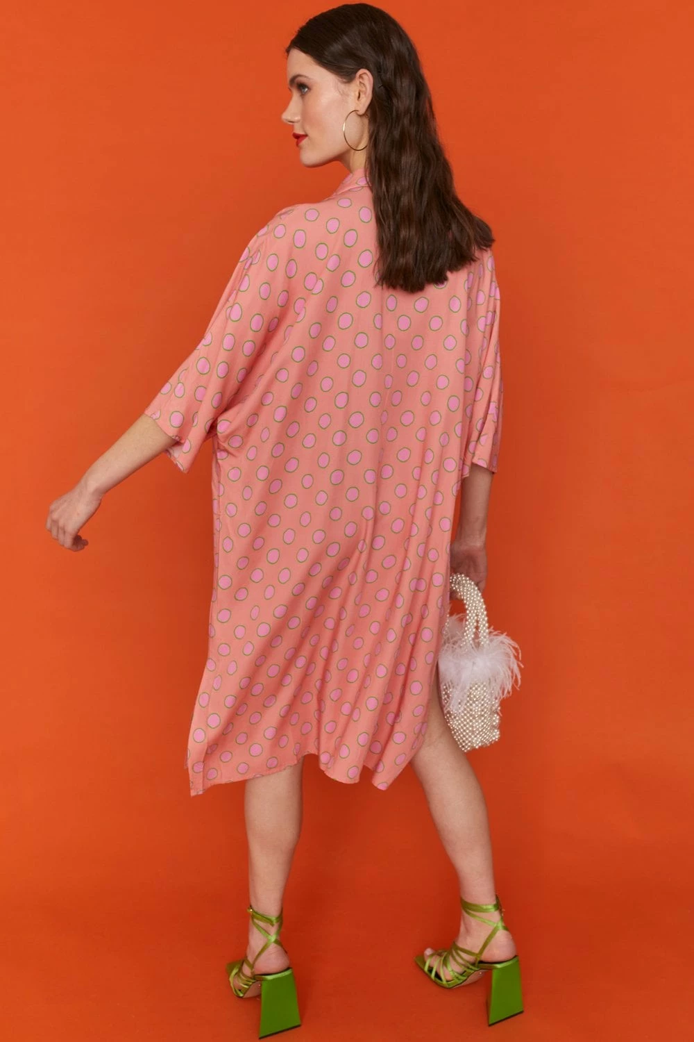 JAYLEY Sustainable Rose Petal Polka Dot Shirt Dress - Image 4