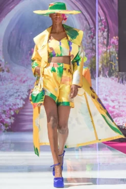 JAYLEY Tencel Blend Digital Print Trench Coat