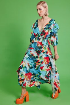 JAYLEY Tencel Blend Floral Maxi Dress