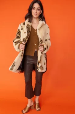 JAYLEY Tiger Faux Fur And Mongolian Cream Coat