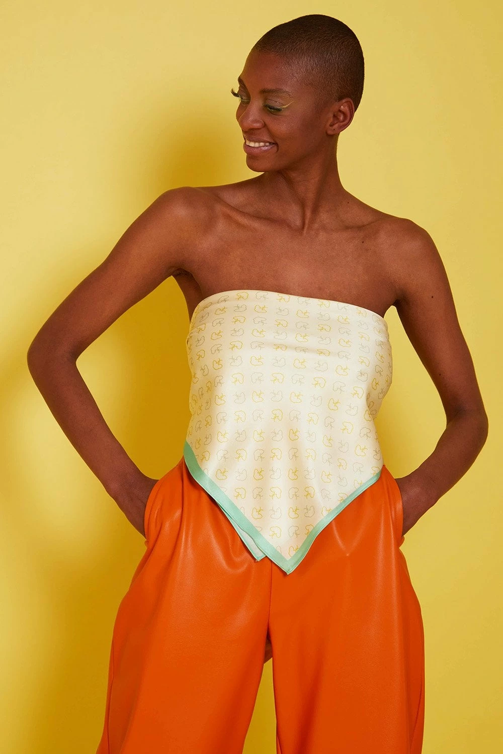 JAYLEY White And Blue Abstract Silk Scarf - Image 2