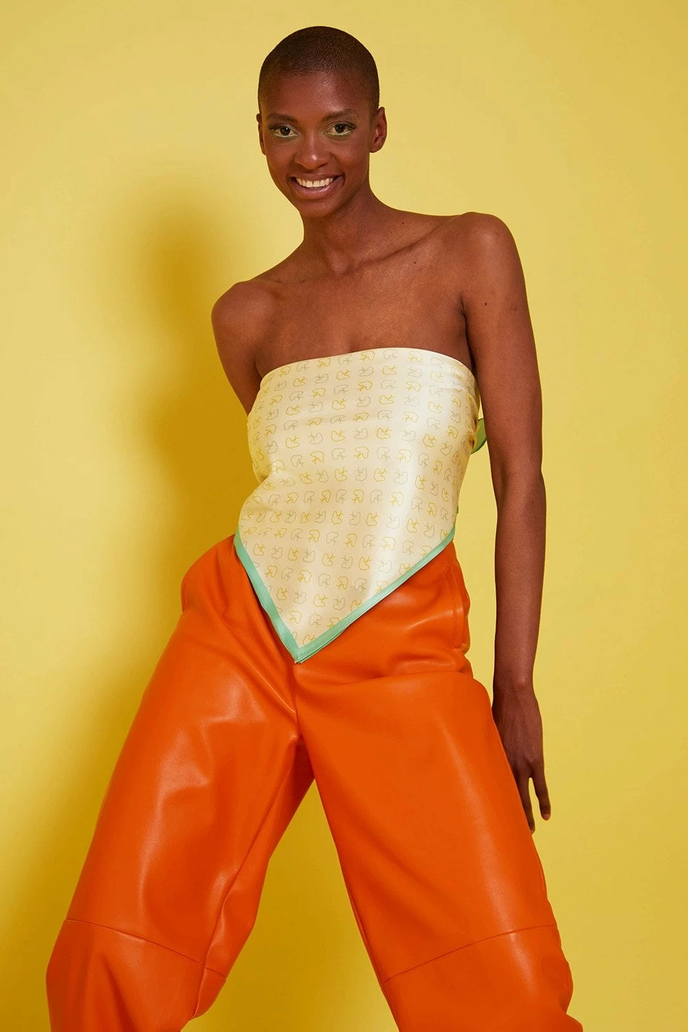 JAYLEY White And Blue Abstract Silk Scarf - Image 4