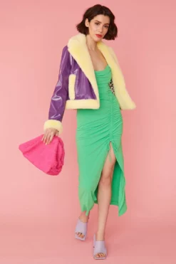 JAYLEY Yellow And Purple Aviator Style Jacket