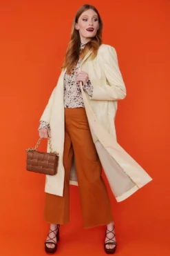 JAYLEY Yellow Eco Leather Trench Coat