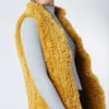 JAYLEY Yellow Hand Knitted Faux Fur Gilet