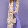JAYLEY Zebra Trench Coat In Mocha And Cream